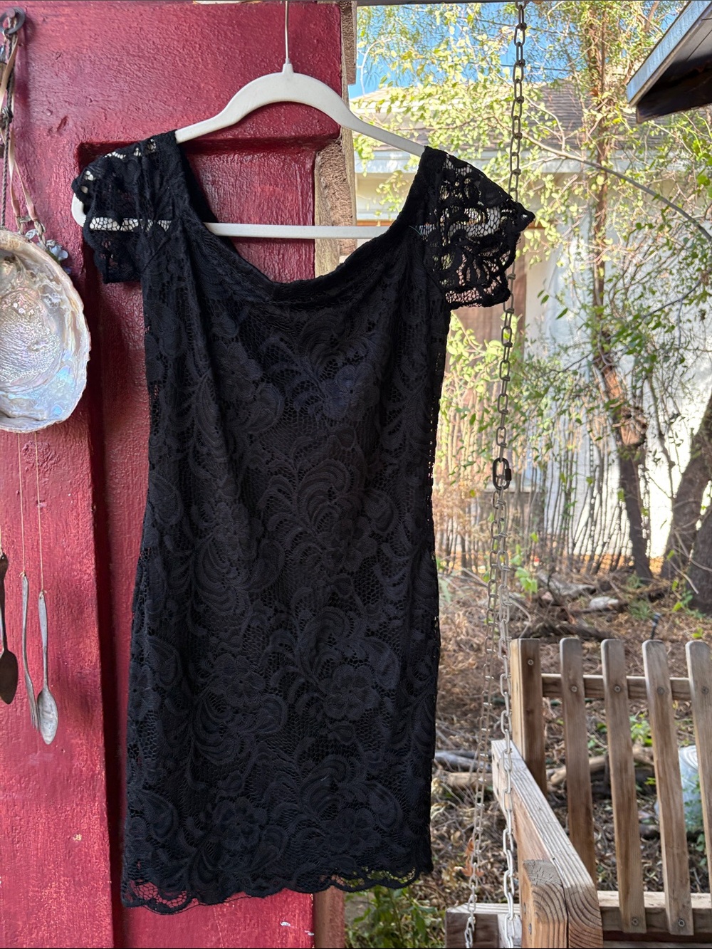 Ambiance Black Lace Short Sleeve Dress